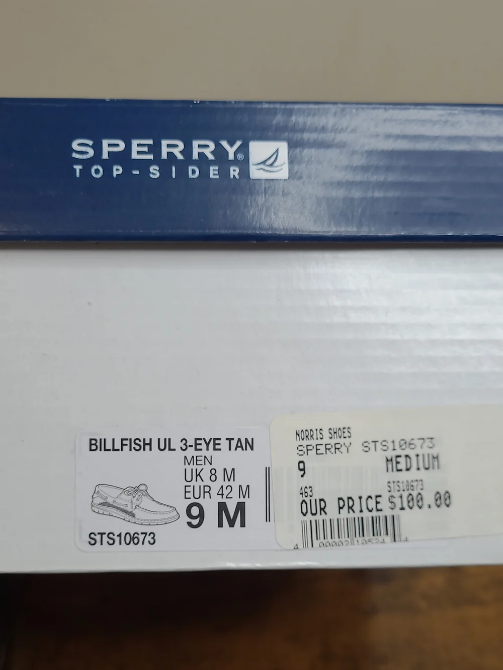Sperry BILLFISH Tan Leather Boat Shoes Size 9